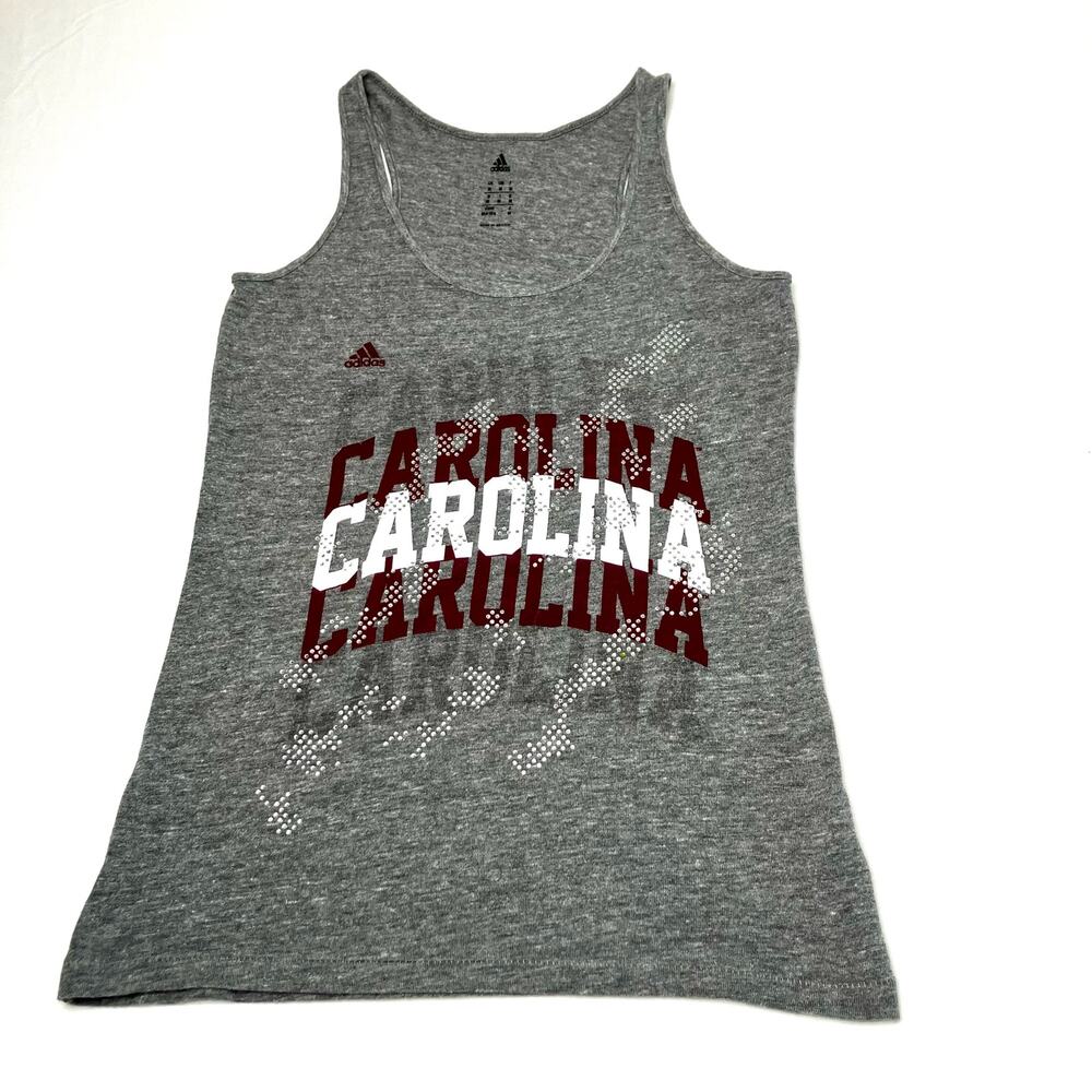 Adidas South Carolina Gamecocks Top Womens Gray & Red SZ M Racer Back Tank Bling